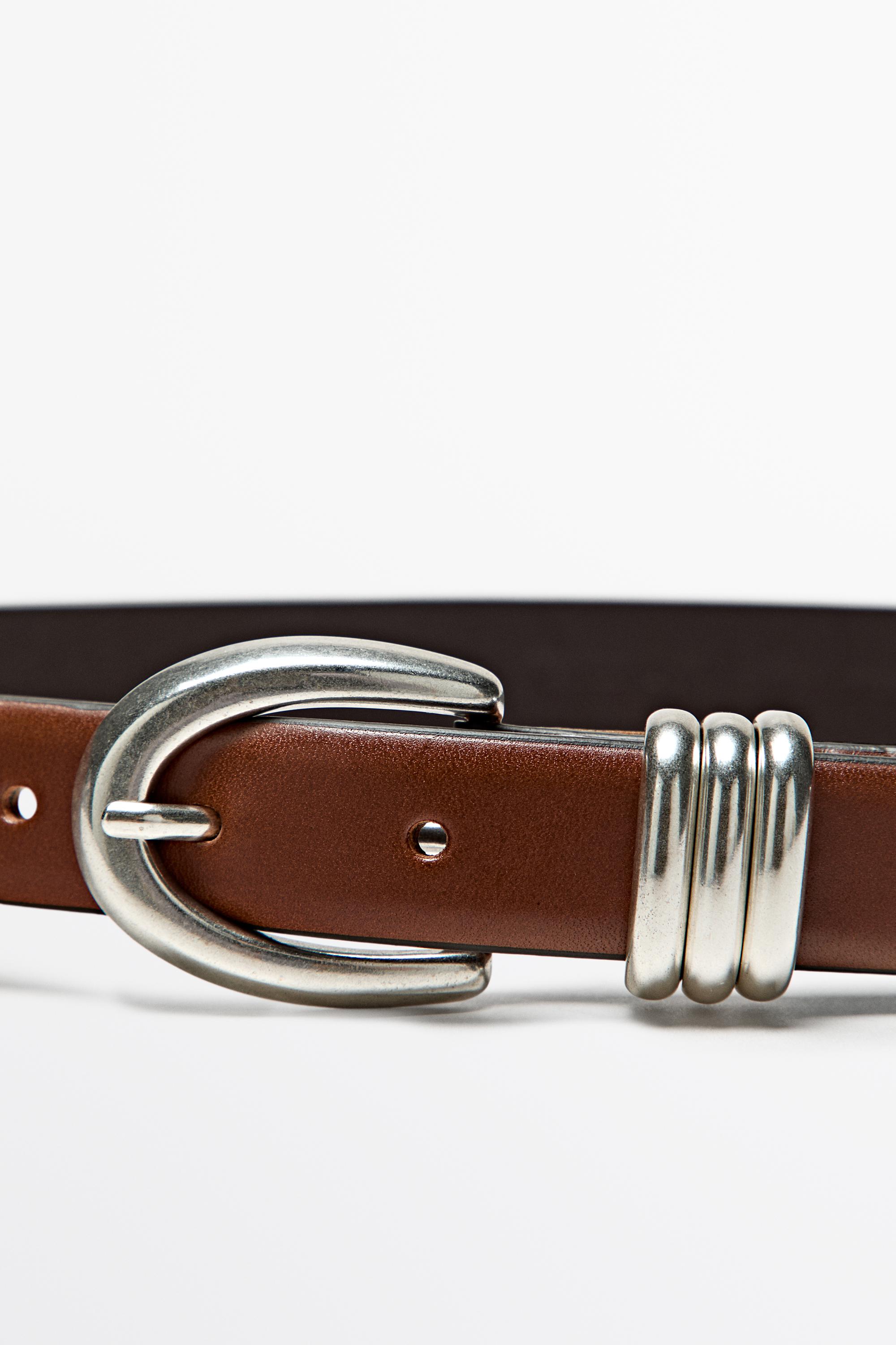 Ceinture en cuir nappa avec détail métallique
